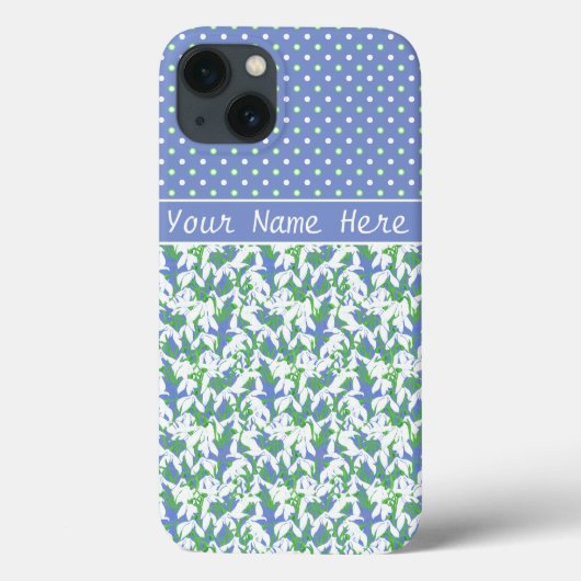 Witte Sneeuwdruppels Patroon en Polka Dots op Blau Case-Mate iPhone Case (Achterkant)