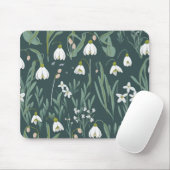 Witte sneeuwklokjes bloemen op groen muismat (Met muis)