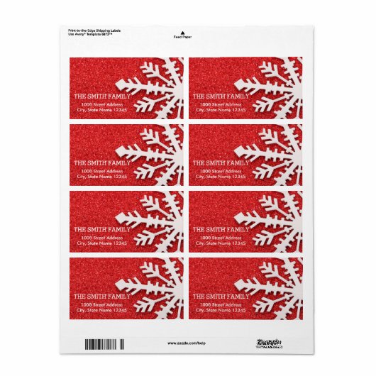 -witte sneeuwrode feestdag etiket (Full Sheet)