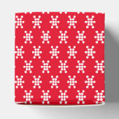 Witte sneeuwster stippen patroon rood geschenk bedankdoosjes (Bovenkant)