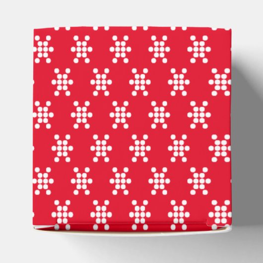 Witte sneeuwster stippen patroon rood geschenk bedankdoosjes (Bovenkant)