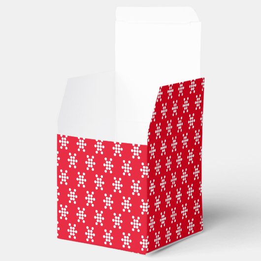Witte sneeuwster stippen patroon rood geschenk bedankdoosjes (Geopend)
