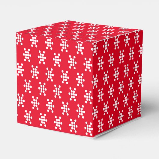 Witte sneeuwster stippen patroon rood geschenk bedankdoosjes (Achterkant)