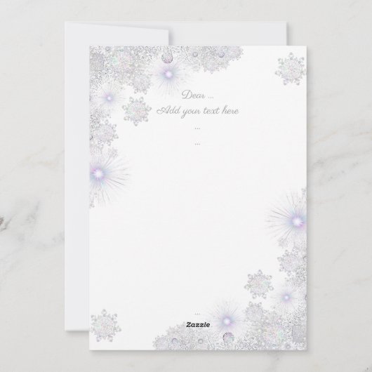 Witte sneeuwvlok feestdagenkaart (Achterkant)