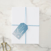 Witte sneeuwvlok op Ice Blue Winter Save the Date Cadeaulabel (Met Touw)