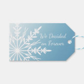 Witte sneeuwvlok op Ice Blue Winter Save the Date Cadeaulabel (Voorkant (Horizontaal))