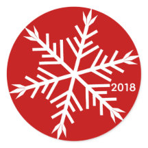 Witte sneeuwvlok op rode Gepersonaliseerd Sticker