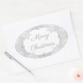 Witte sneeuwvlok ovale sticker (Envelop)