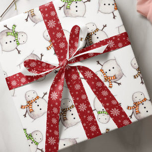 Witte Sneeuwvlok Rode Achtergrond Kerstpatroon Lint