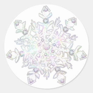 Witte sneeuwvlok ronde sticker