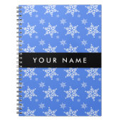 Witte sneeuwvlokken, Blauw, Jouw naam, Personalise Notitieboek (Voorkant)
