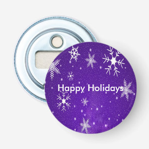 Witte sneeuwvlokken Blauwe Achtergrondflesopening Button Flesopener
