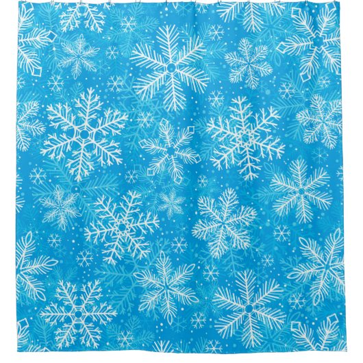 Witte sneeuwvlokken douchegordijn (Voorkant)