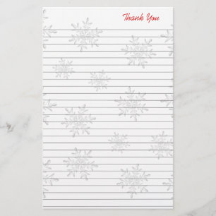 Witte sneeuwvlokken Gelinieerd Kerst Bedankt Brief Briefpapier