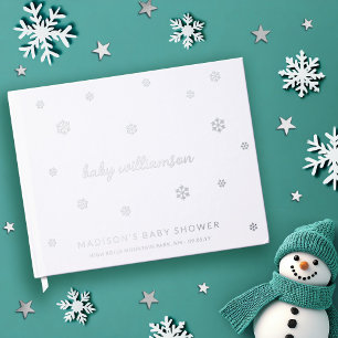 Witte Sneeuwvlokken Geslacht Neutraal Winter Baby Gastenboek