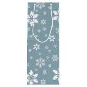 Witte sneeuwvlokken, grijs, Jouw naam, personalise Wijn Cadeautas (Achterkant)