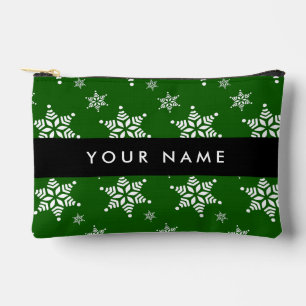 Witte sneeuwvlokken, Groen, Jouw naam, Personalise Etui