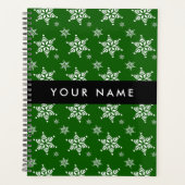 Witte sneeuwvlokken, Groen, Jouw naam, Personalise Planner (Voorkant)