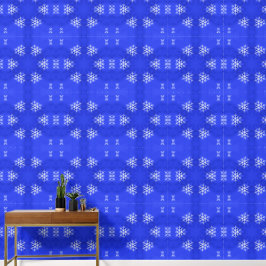 Witte sneeuwvlokken helderblauwe achtergrond behang