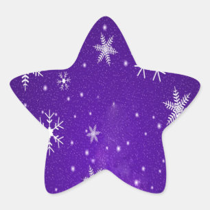 Witte sneeuwvlokken met blauw-Paarse achtergrond Ster Sticker