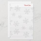 Witte sneeuwvlokken met kerstmis bedankt papier (Voorkant / Achterkant)