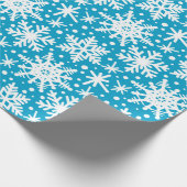 Witte sneeuwvlokken op Aqua Cadeaupapier (Hoek)
