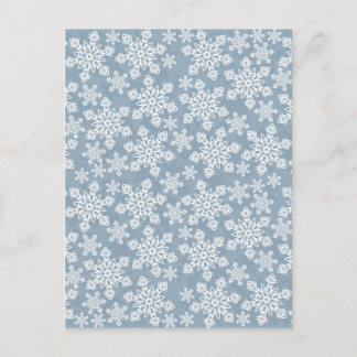 witte sneeuwvlokken op blauw briefkaart