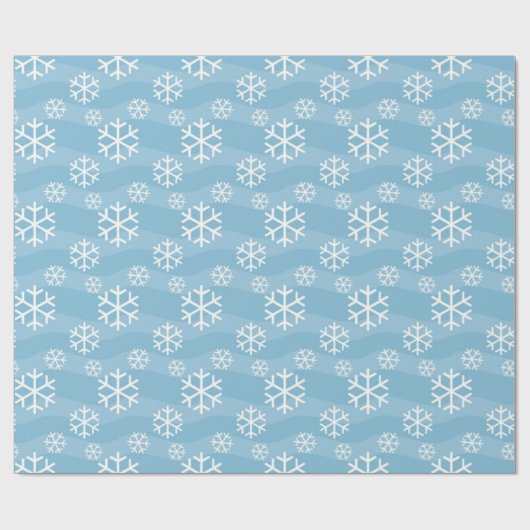 Witte sneeuwvlokken op blauw cadeaupapier (Vlak)