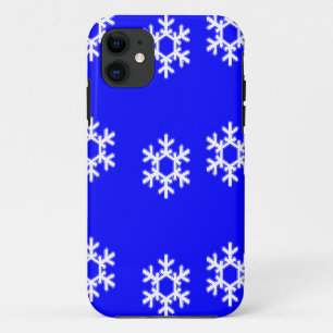 Witte sneeuwvlokken op blauw iPhone 11 hoesje