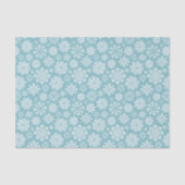 Witte sneeuwvlokken op blauw kerstfeest tissuepapier (Voorkant)