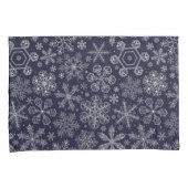 Witte sneeuwvlokken op blauw kussensloop (Voorkant-Rechts)