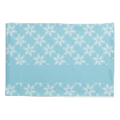 Witte sneeuwvlokken op blauw kussensloop (Achterkant)