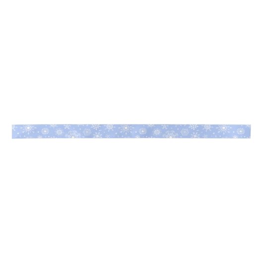 Witte sneeuwvlokken op blauw lint (Voorkant)