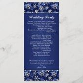 Witte sneeuwvlokken op donkerblauw Wedding program Programma (Achterkant)