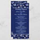 Witte sneeuwvlokken op donkerblauw Wedding program Programma (Voorkant / Achterkant)