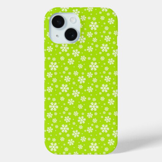 Witte sneeuwvlokken op groen winterpatroon Case-Mate iPhone case (Achterkant)
