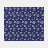 Witte sneeuwvlokken op Navy Blue Fleece Deken (Voorkant (Horizontaal))