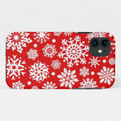 Witte sneeuwvlokken op rood Case-Mate iPhone case (Achterkant (horizontaal))