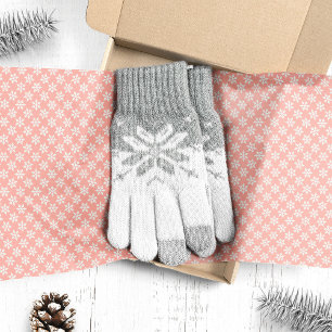 Witte sneeuwvlokken op roze Kerstmis Tissuepapier