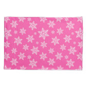 Witte sneeuwvlokken op Roze Winter Patroon Kussensloop (Achterkant)