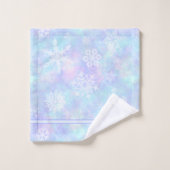 Witte sneeuwvlokken op Winter Pastels Monogrammed Bad Handdoek (Wasdoekje)