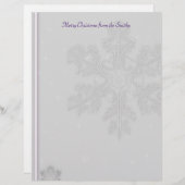 Witte sneeuwvlokken op zilver met Paarse ongevalle (Voorkant / Achterkant)