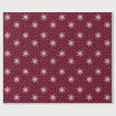 Witte Sneeuwvlokken Polka Dots Bourgondische Kerst Cadeaupapier (Vlak)