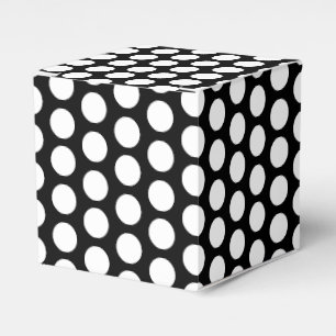 Witte sneeuwvlokken, polka-stippen zwart geschenk bedankdoosjes