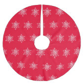 Witte Sneeuwvlokken Rode achtergrond Custom Tree R Kerstboom Rok (Voorkant)