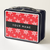 Witte sneeuwvlokken, rood, Jouw naam, personaliser (Voorkant)