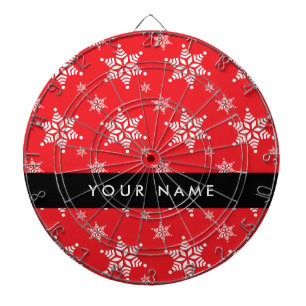 Witte sneeuwvlokken, rood, Jouw naam, personaliser Dartbord