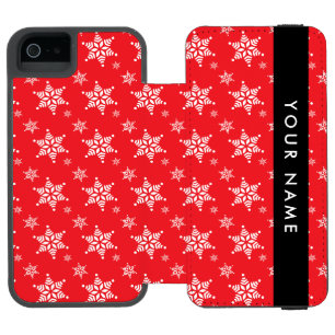 Witte sneeuwvlokken, rood, Jouw naam, personaliser