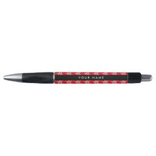 Witte sneeuwvlokken, rood, Jouw naam, personaliser Pen