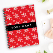 Witte sneeuwvlokken, rood, Jouw naam, personaliser Planner
